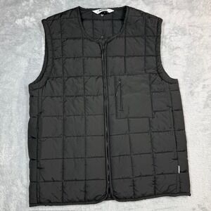 Rains Liner Vest Mens Medium Black Quilted Lightweight Tech Pockets Full Zip